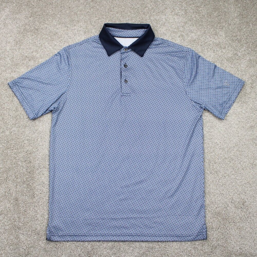 Maelreg Performance Polo Shirt Mens Small Blue Geometric Stretch‎ S/S Pullover